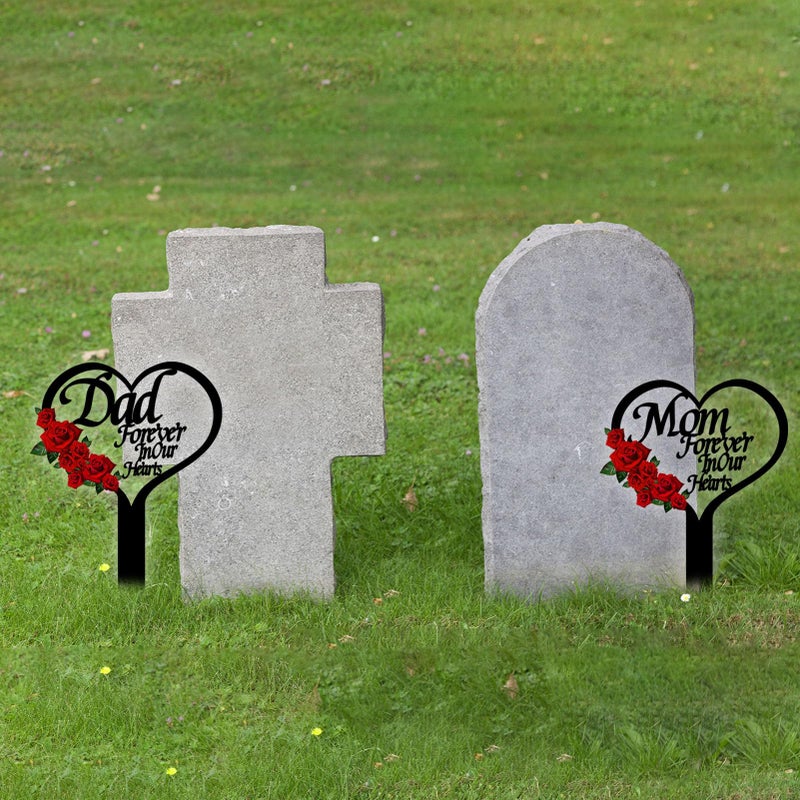 OZIO Memorial Grave Markers for Cemetery, Heart Memorial Plaque Stake Cardinals Garden Stake Memorial Metal Grave Stake Decoration for Mom Dad Cemetery Outdoors Yard Garden - Image 4